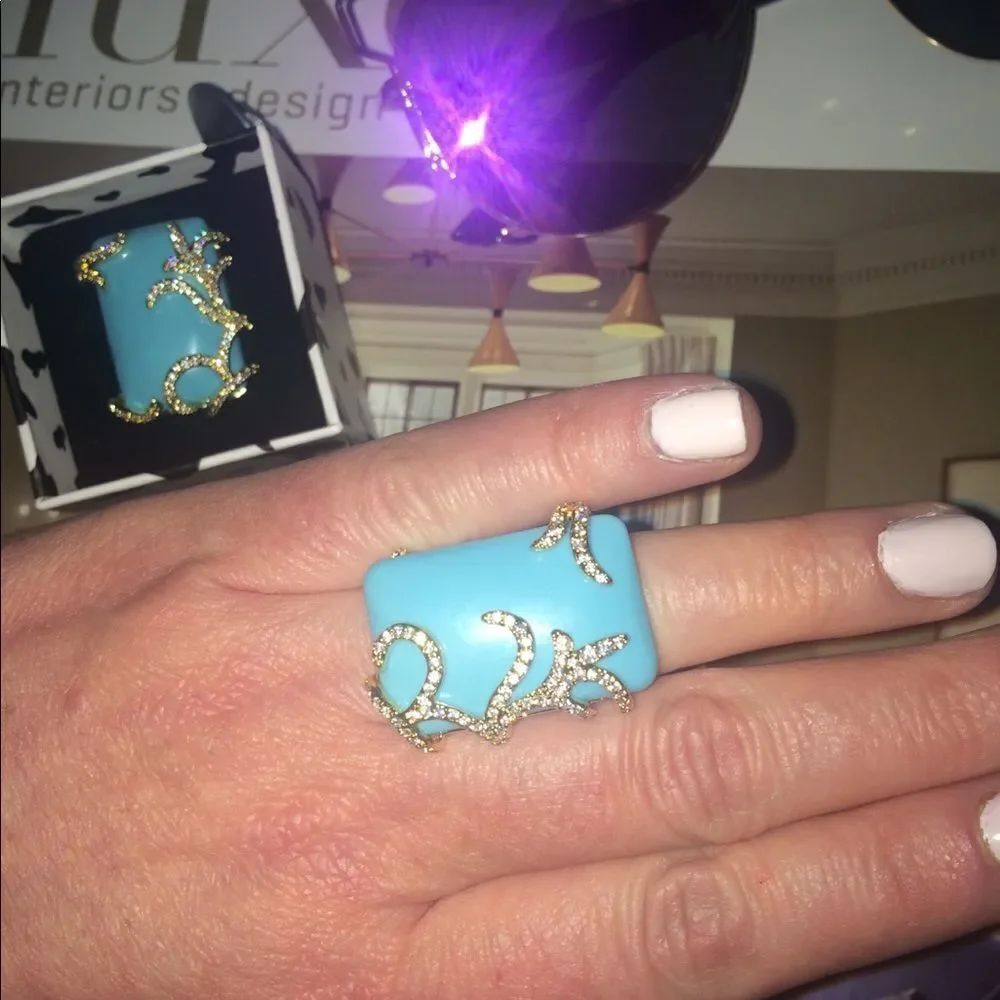 Char LaLa Designs Turquoise and Gold Plated Ring. - Picture 2 of 2